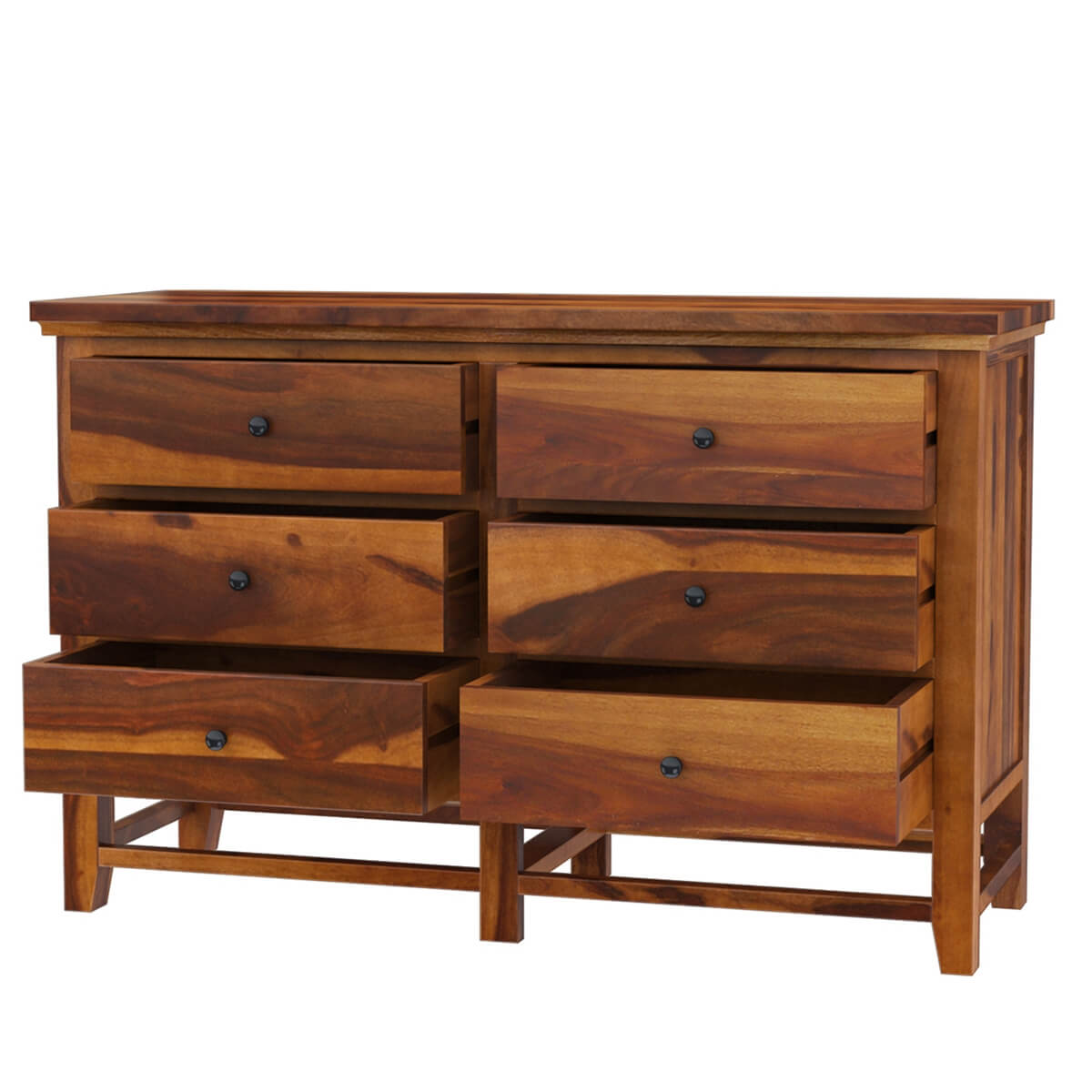 Solid Wood 6 Drawer Dresser | Modern Wooden Chest of Drawers | Handmade Bedroom Storage Cabinet