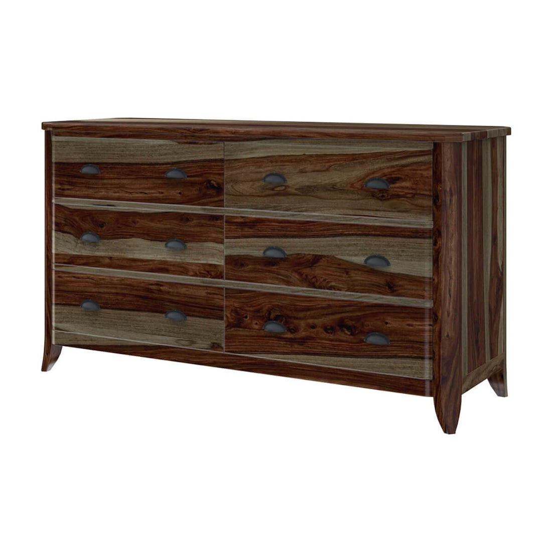 Rustic Solid Wood 6 Drawer Dresser | Farmhouse Wooden Chest of Drawers | Bedroom Storage Cabinet