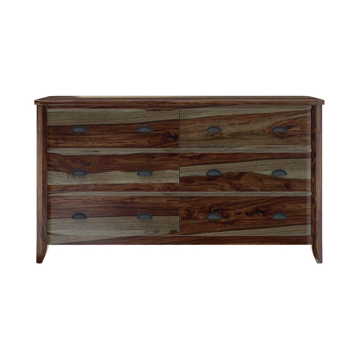 Rustic Solid Wood 6 Drawer Dresser | Farmhouse Wooden Chest of Drawers | Bedroom Storage Cabinet