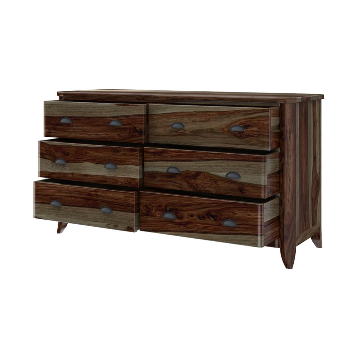 Rustic Solid Wood 6 Drawer Dresser | Farmhouse Wooden Chest of Drawers | Bedroom Storage Cabinet