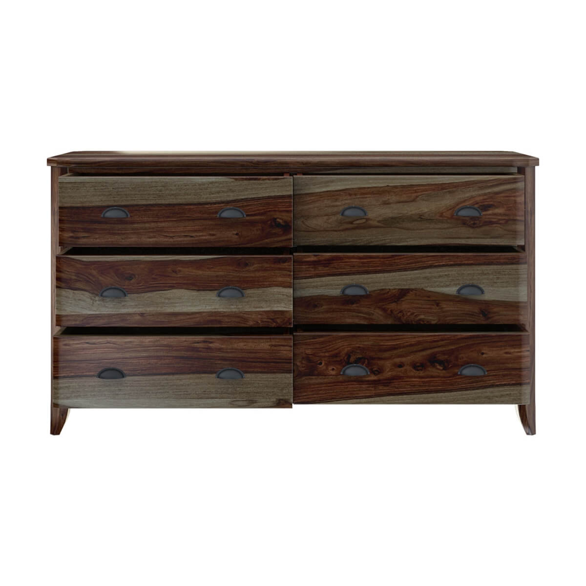 Rustic Solid Wood 6 Drawer Dresser | Farmhouse Wooden Chest of Drawers | Bedroom Storage Cabinet