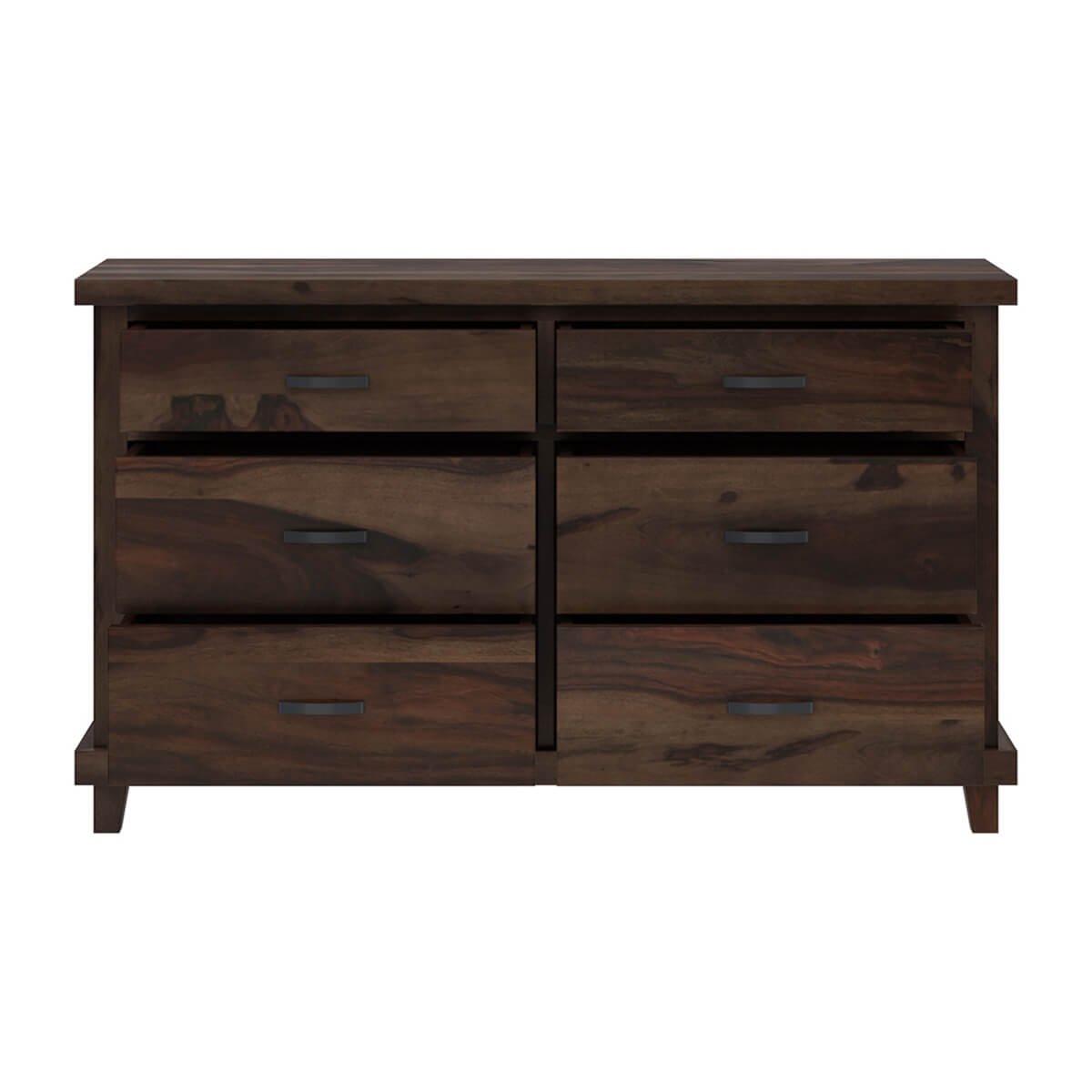 Solid Wood 6 Drawer Dresser | Rustic Modern Wooden Chest of Drawers | Minimalist Bedroom Storage Cabinet