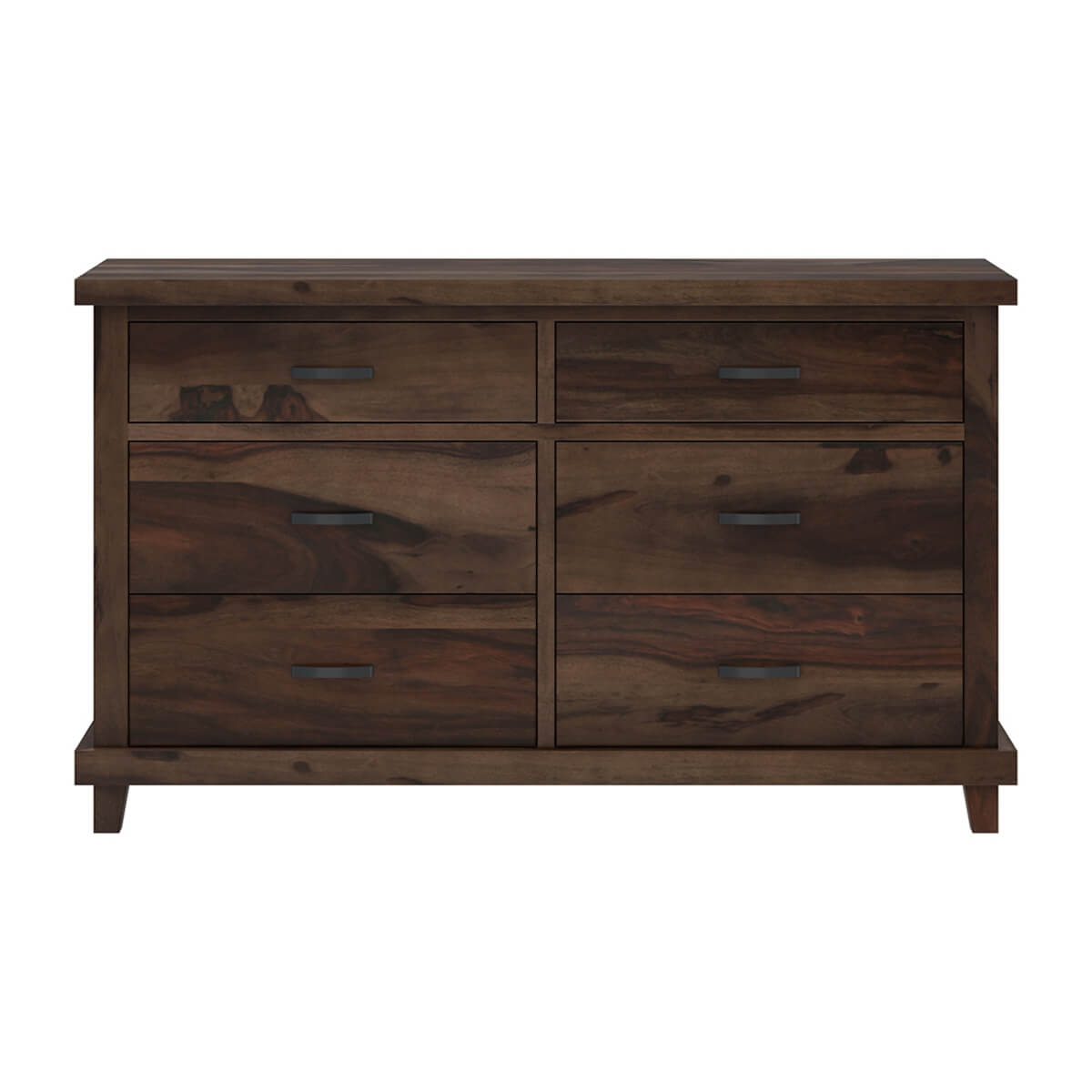 Solid Wood 6 Drawer Dresser | Rustic Modern Wooden Chest of Drawers | Minimalist Bedroom Storage Cabinet