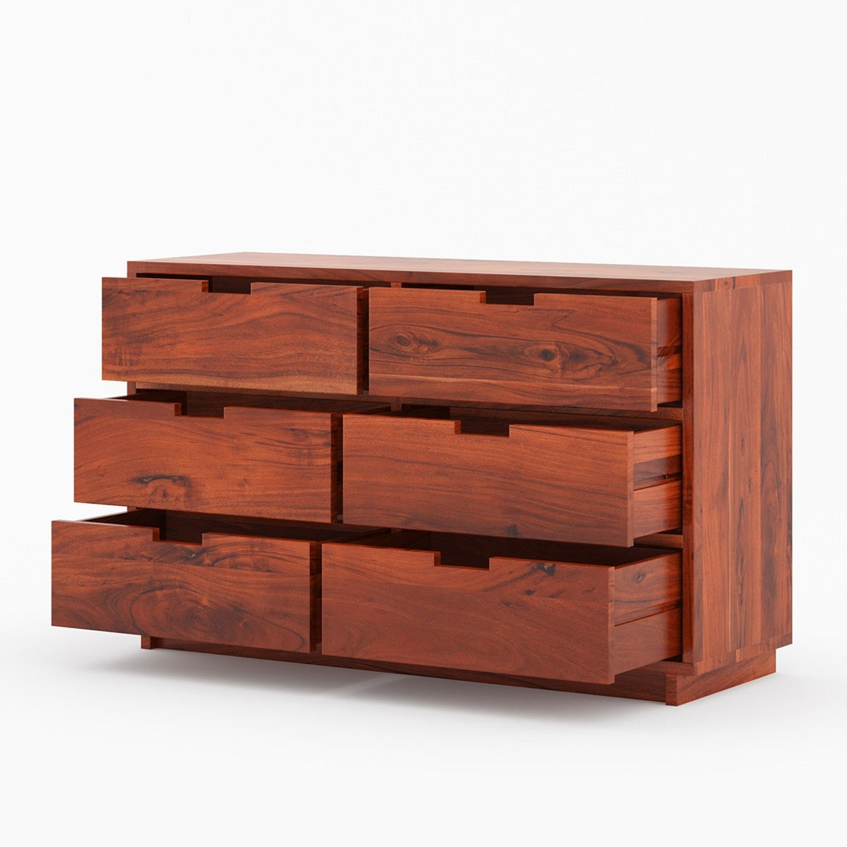 Solid Wood 6 Drawer Dresser | Modern Wooden Chest of Drawers | Minimalist Bedroom Storage Cabinet