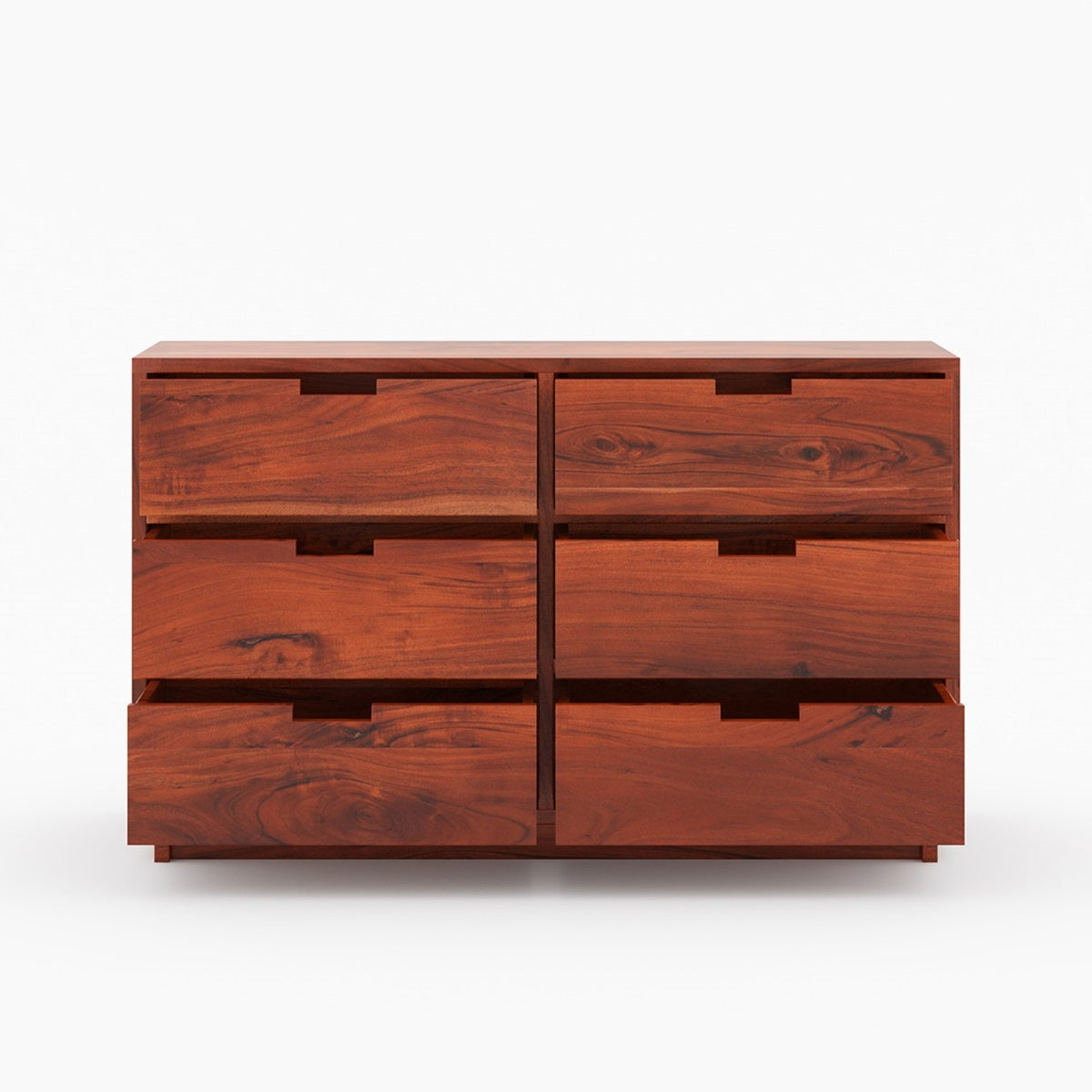 Solid Wood 6 Drawer Dresser | Modern Wooden Chest of Drawers | Minimalist Bedroom Storage Cabinet