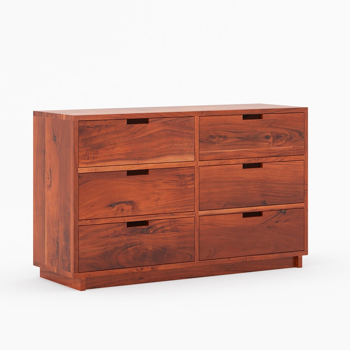 Solid Wood 6 Drawer Dresser | Modern Wooden Chest of Drawers | Minimalist Bedroom Storage Cabinet