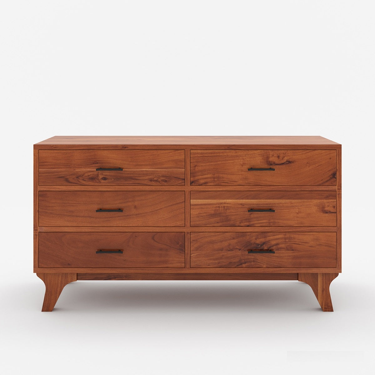 Mid Century Solid Wood 6 Drawer Dresser | Rustic Wooden Chest of Drawers | Modern Bedroom Storage Cabinet | Handmade Furniture