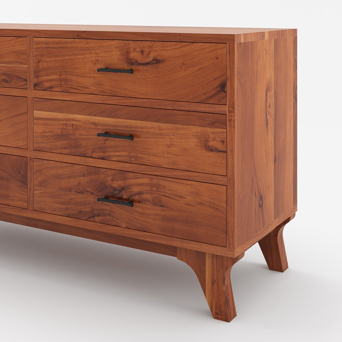 Mid Century Solid Wood 6 Drawer Dresser | Rustic Wooden Chest of Drawers | Modern Bedroom Storage Cabinet | Handmade Furniture