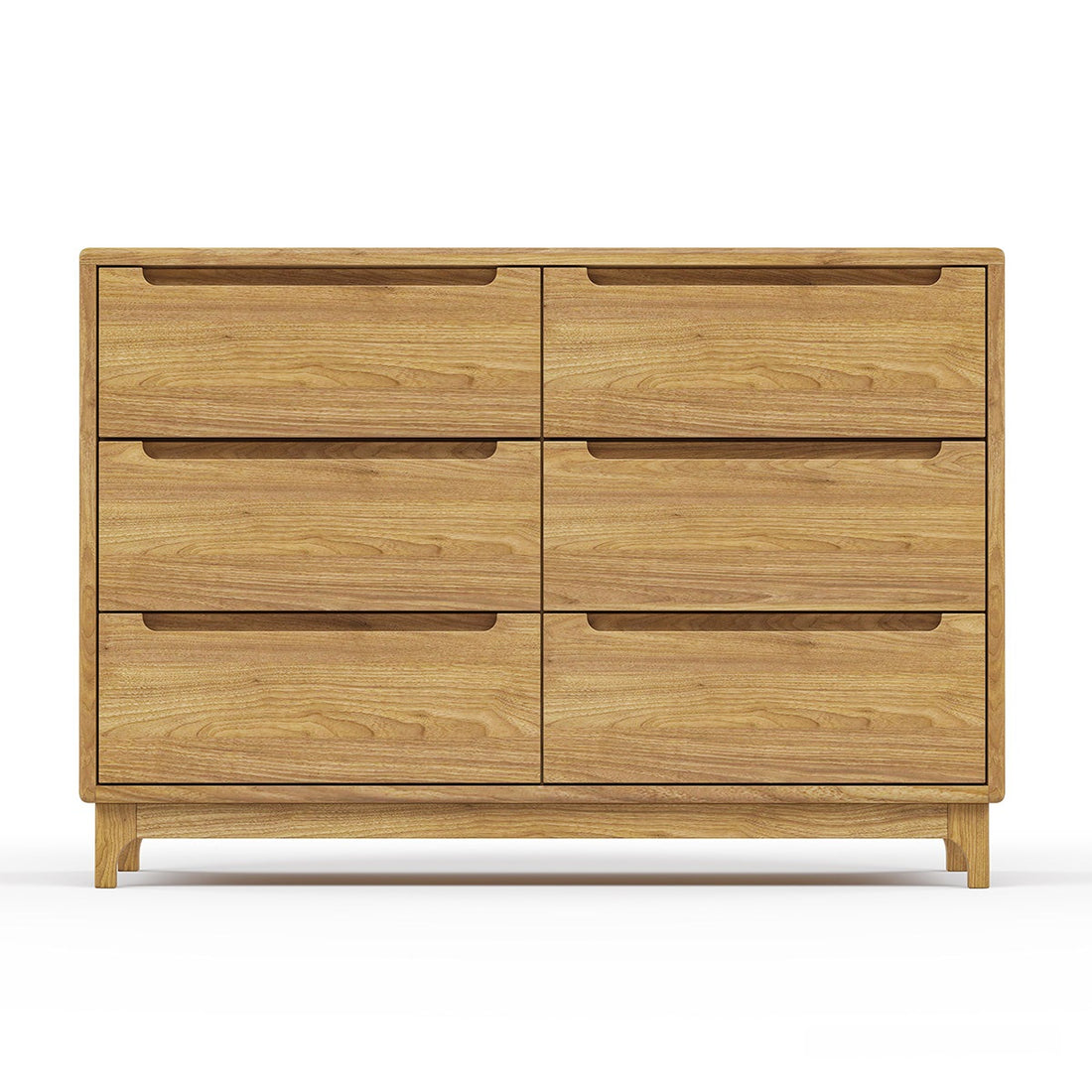 Scandinavian Solid Wood 6 Drawer Dresser | Minimalist Oak Chest of Drawers | Modern Bedroom Storage Cabinet