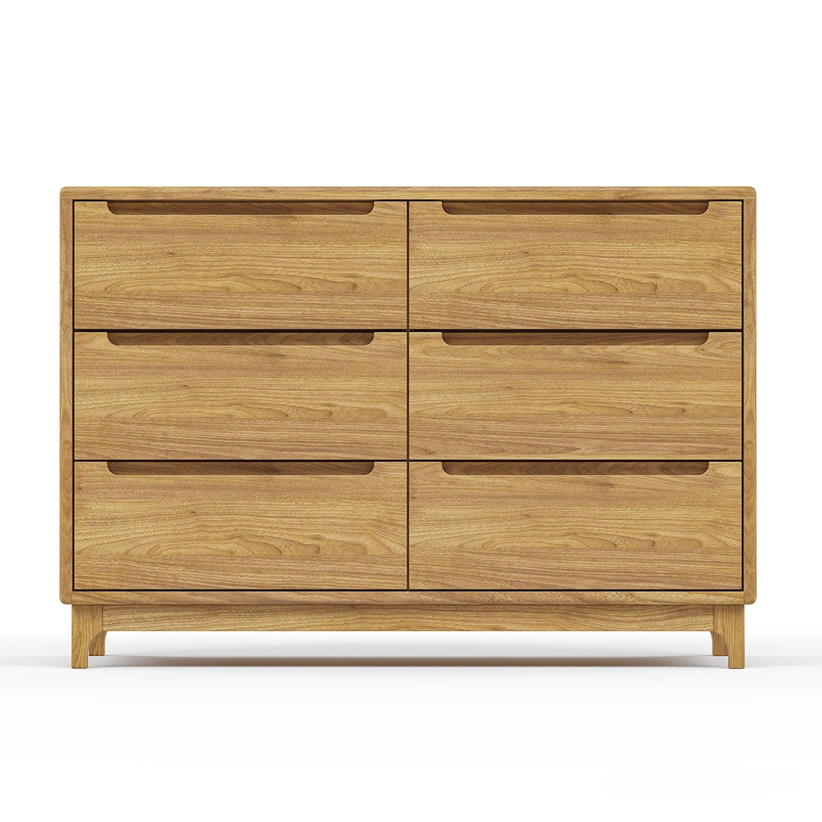 Scandinavian Solid Wood 6 Drawer Dresser | Minimalist Oak Chest of Drawers | Modern Bedroom Storage Cabinet