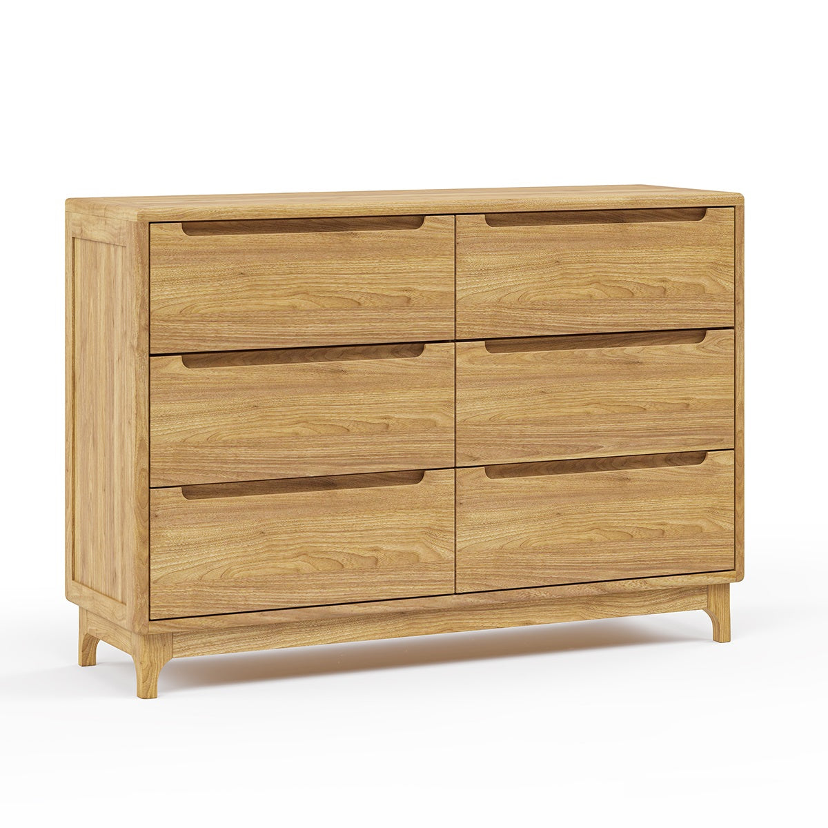Scandinavian Solid Wood 6 Drawer Dresser | Minimalist Oak Chest of Drawers | Modern Bedroom Storage Cabinet