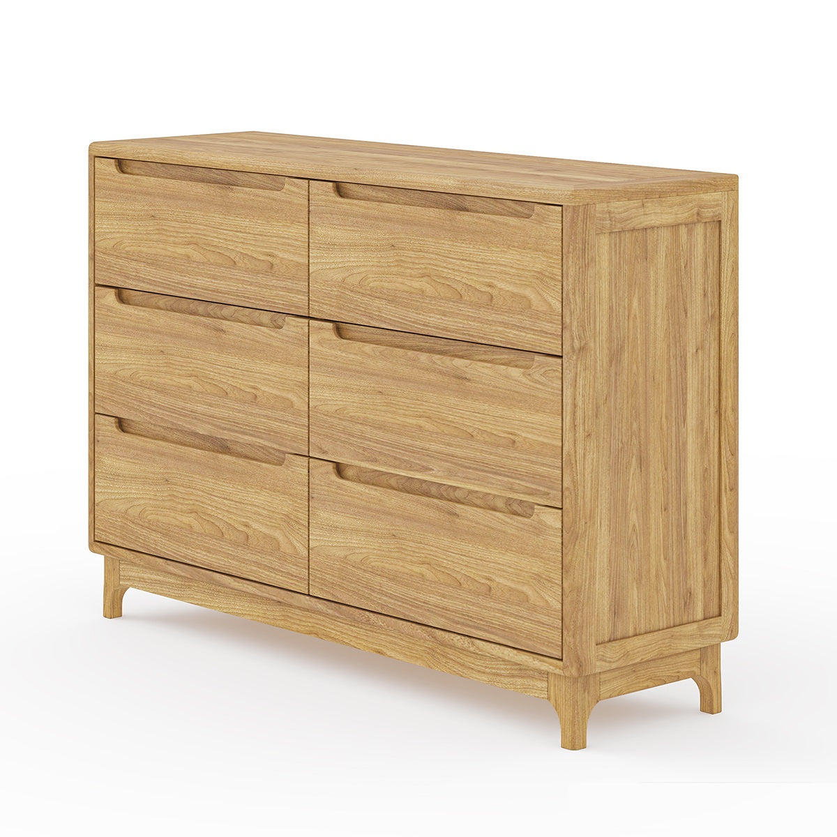 Scandinavian Solid Wood 6 Drawer Dresser | Minimalist Oak Chest of Drawers | Modern Bedroom Storage Cabinet