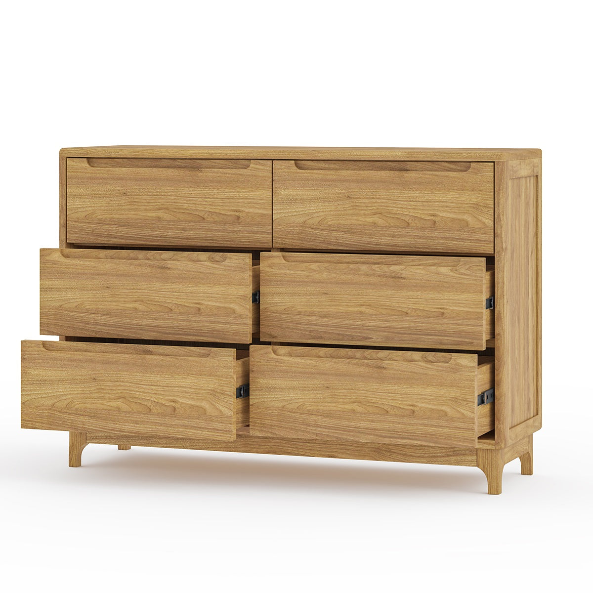 Scandinavian Solid Wood 6 Drawer Dresser | Minimalist Oak Chest of Drawers | Modern Bedroom Storage Cabinet