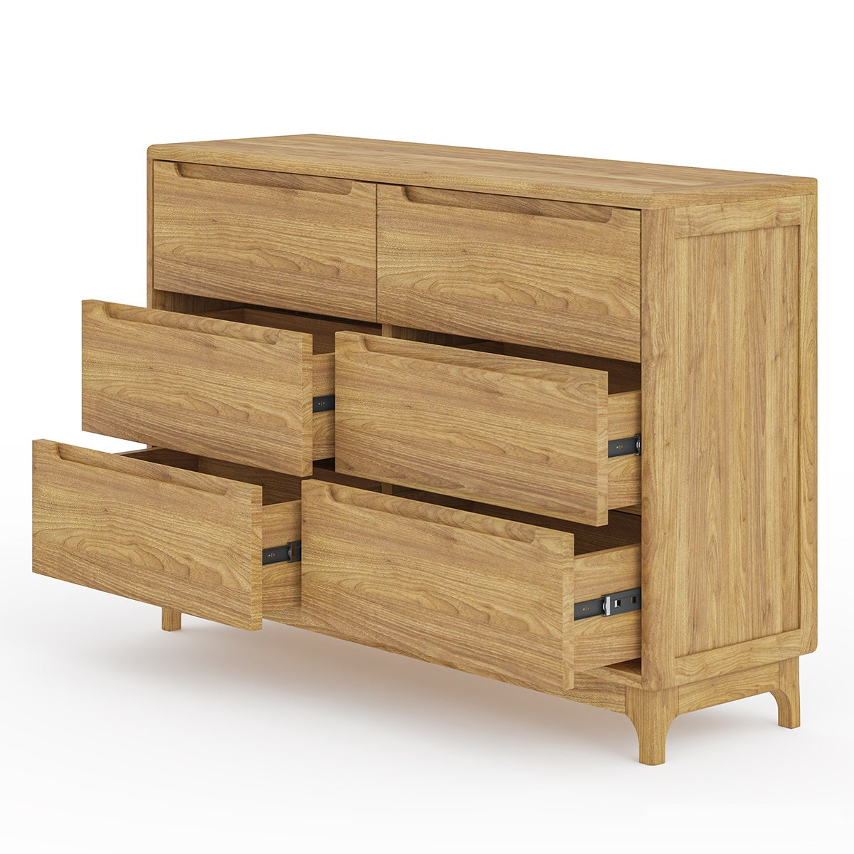 Scandinavian Solid Wood 6 Drawer Dresser | Minimalist Oak Chest of Drawers | Modern Bedroom Storage Cabinet