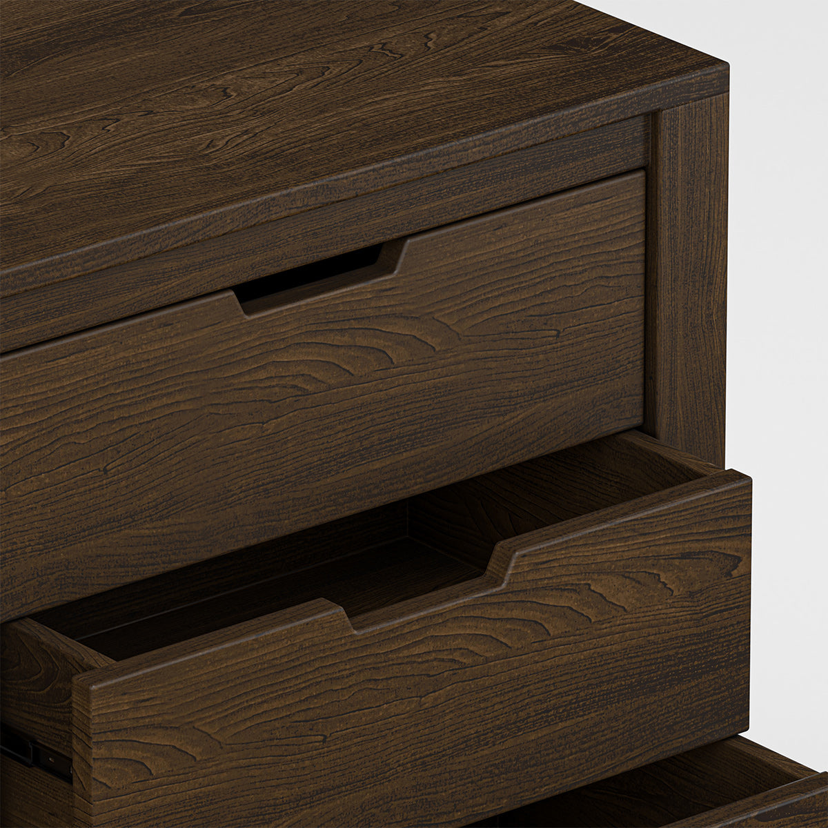 Rustic Solid Wood 6 Drawer Dresser | Dark Modern Farmhouse Chest of Drawers | Minimalist Bedroom Storage Cabinet