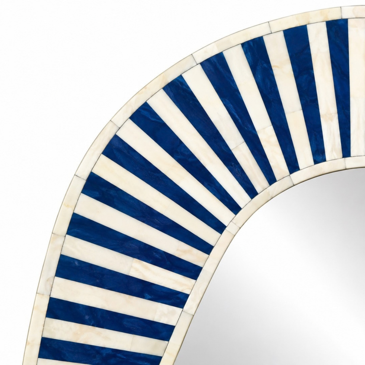 Handmade Blue & White Striped Bone Inlay Mirror – Irregular Organic Wall Mirror