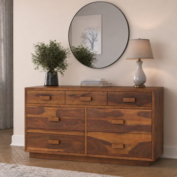 Solid Wood 6 Drawer Dresser | Modern Wooden Chest of Drawers | Large Bedroom Storage Cabinet | Handmade Furniture