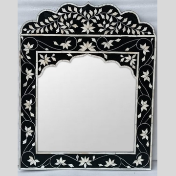 Handmade Black Bone Inlay Mirror Frame Floral Arch Wall Mirror