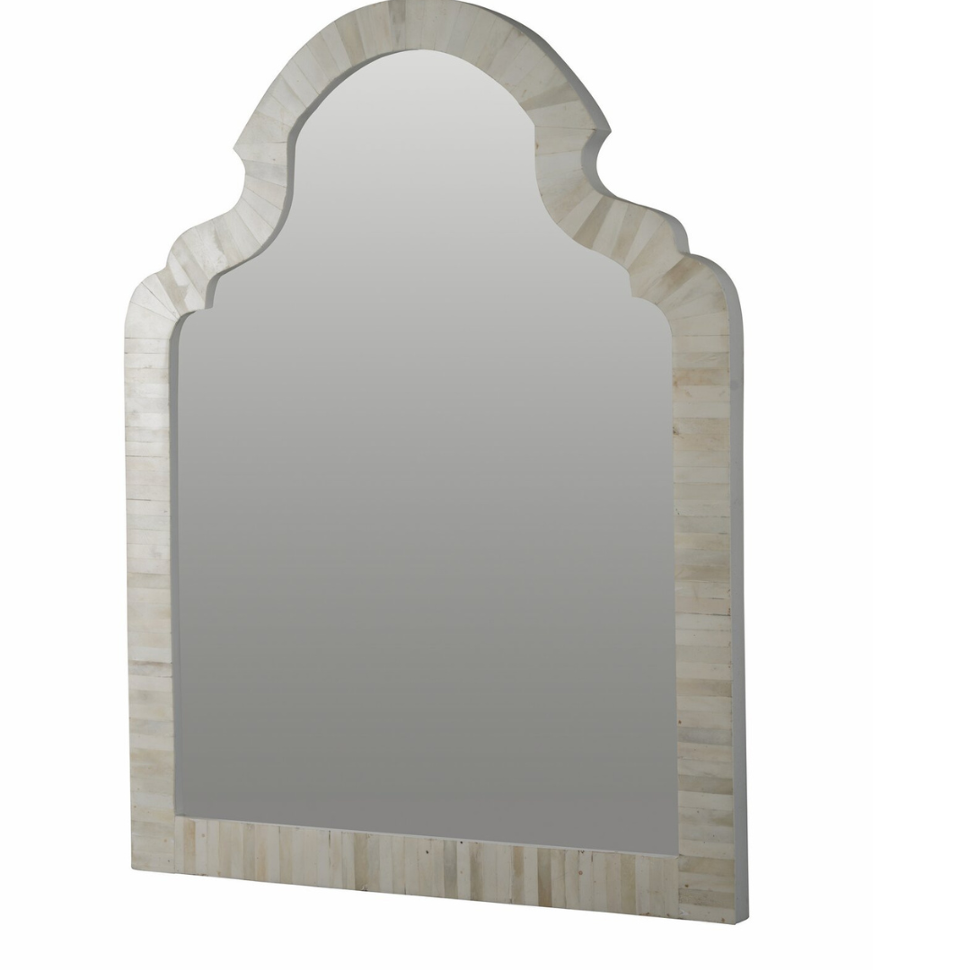 Natural Bone Inlay Arch Mirror Frame Handmade Minimal Wall Mirror Luxury Neutral Home Decor