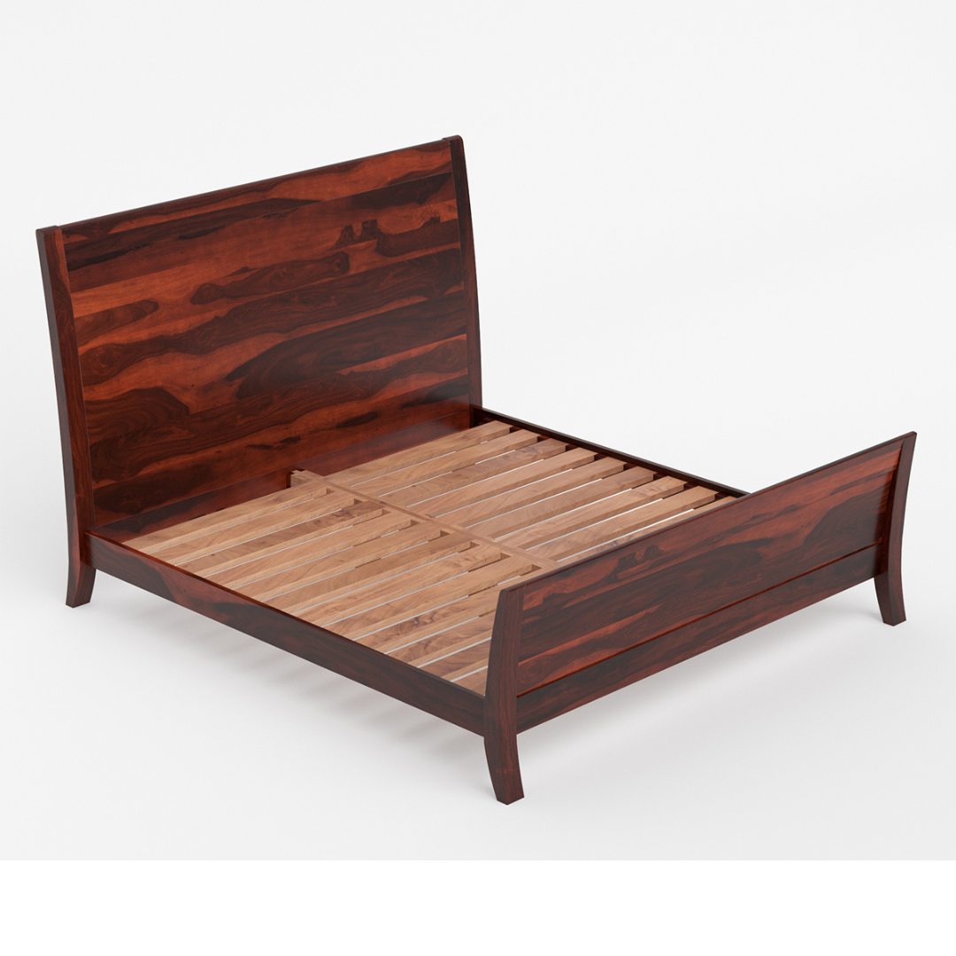 Handmade Solid Wood Platform Bed Frame – Modern Rustic Wooden Bed