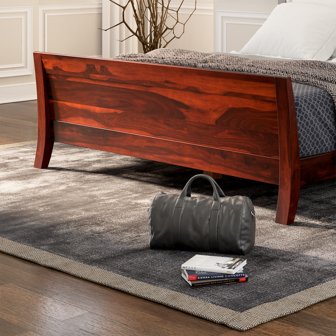 Handmade Solid Wood Platform Bed Frame – Modern Rustic Wooden Bed