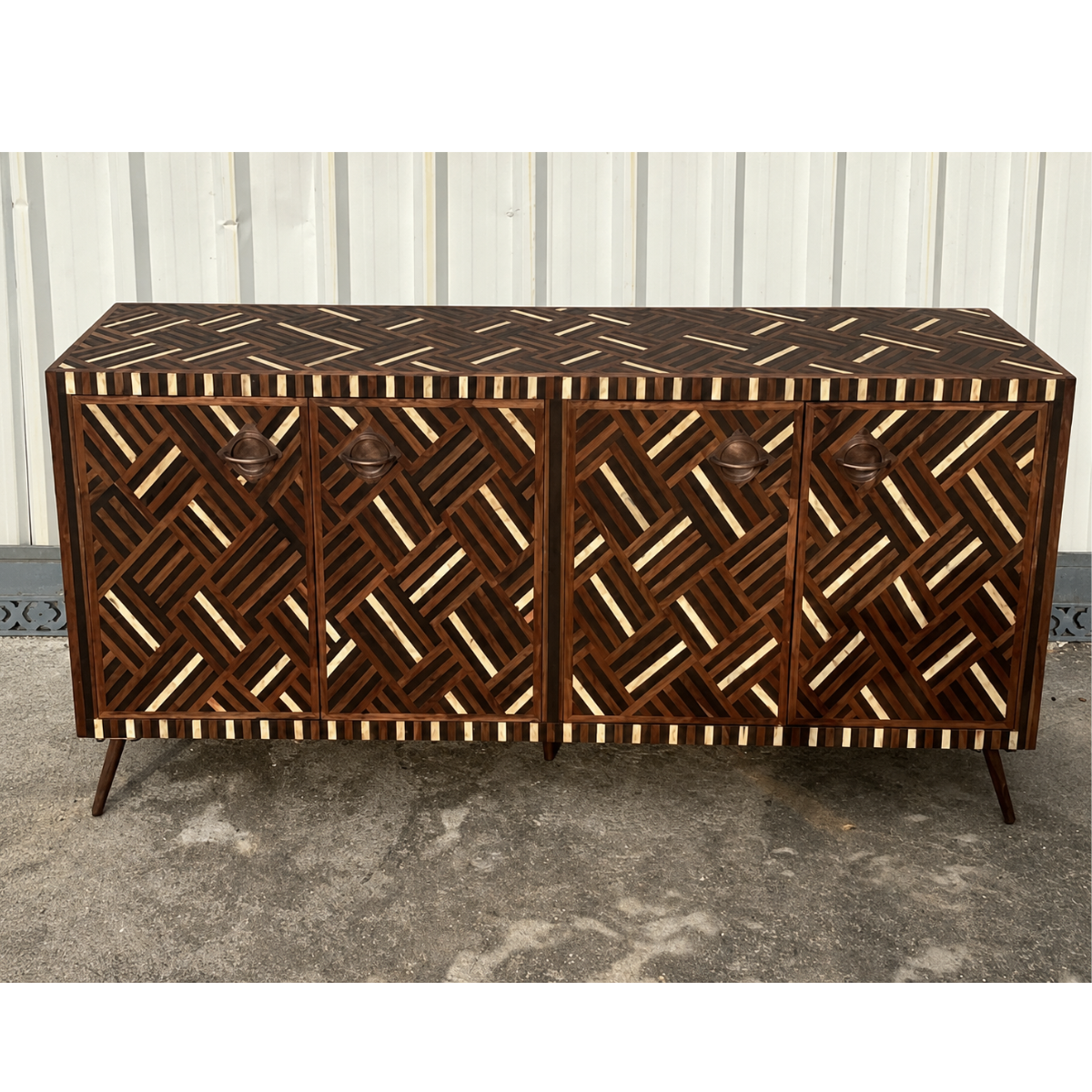 Handmade Bone Inlay Teak Wood Sideboard Cabinet | Luxury Storage Console