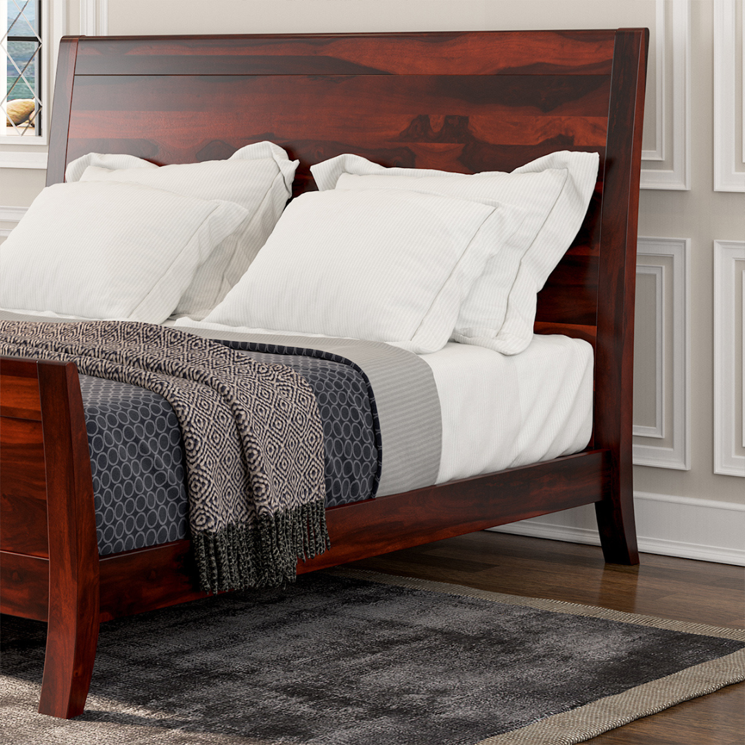 Handmade Solid Wood Platform Bed Frame – Modern Rustic Wooden Bed