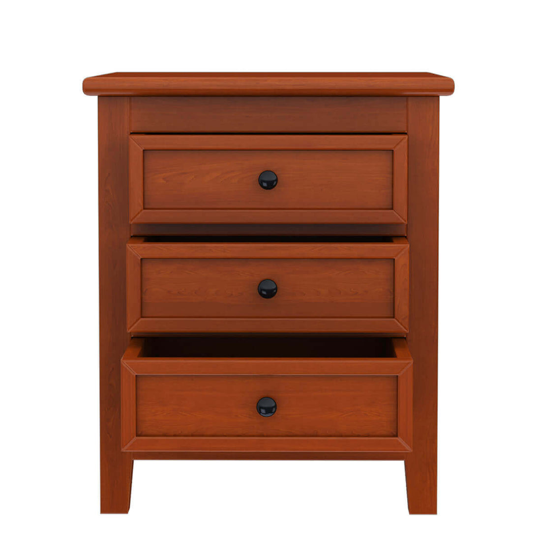 Luxury Solid Wood 3 Drawer Nightstand – Modern Wooden Bedside Table, Handmade Bedroom Side Cabinet, Rustic Storage Furniture