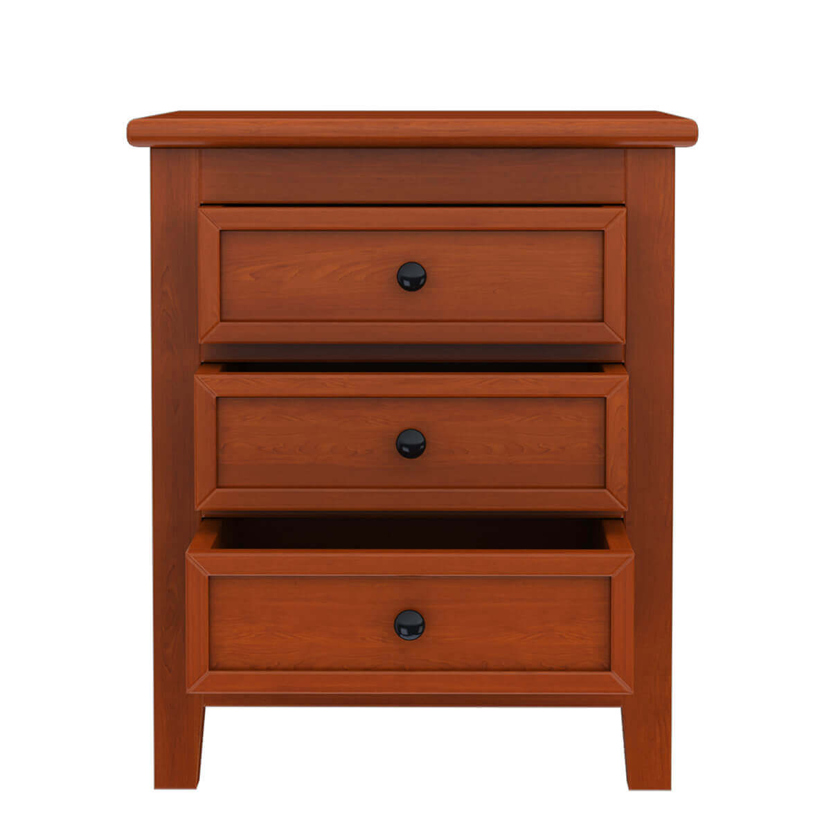 Luxury Solid Wood 3 Drawer Nightstand – Modern Wooden Bedside Table, Handmade Bedroom Side Cabinet, Rustic Storage Furniture