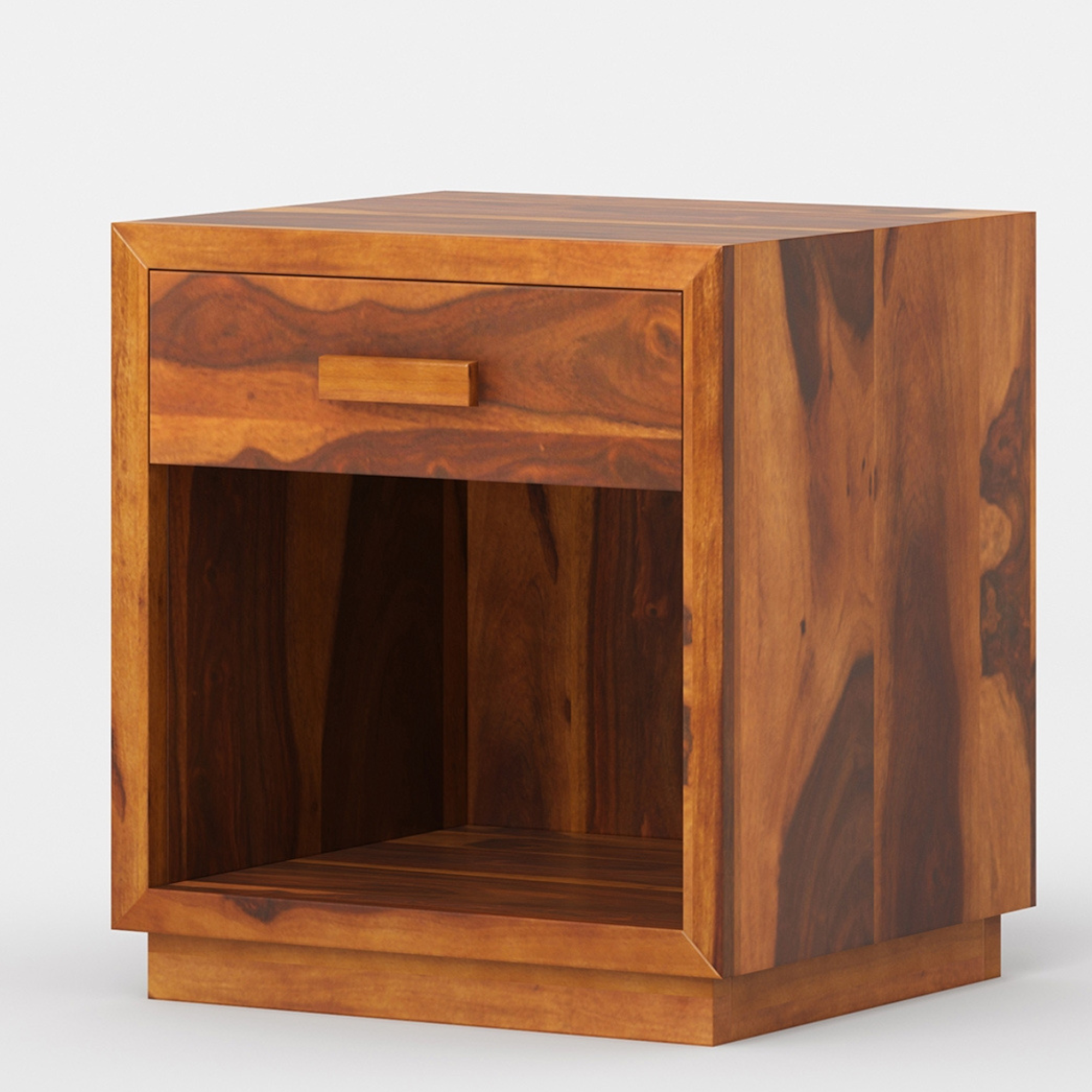 Handmade Solid Wood Bedside Table with Drawer & Open Shelf, Modern Nightstand, Minimalist Bedroom Furniture, Wooden Side Table