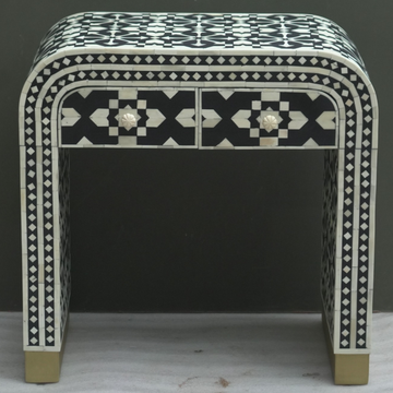 Black  Bone Inlay Console Table | Handmade Waterfall Console Table for Living Room