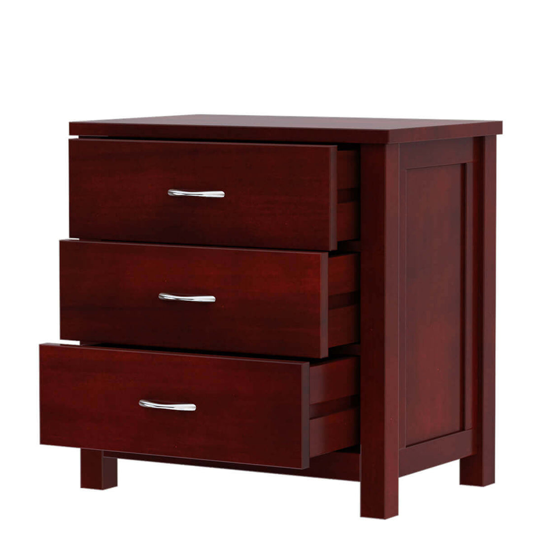 Solid Wood 3 Drawer Bedside Table | Modern Minimalist Nightstand | Wooden Bedroom Side Cabinet with Storage
