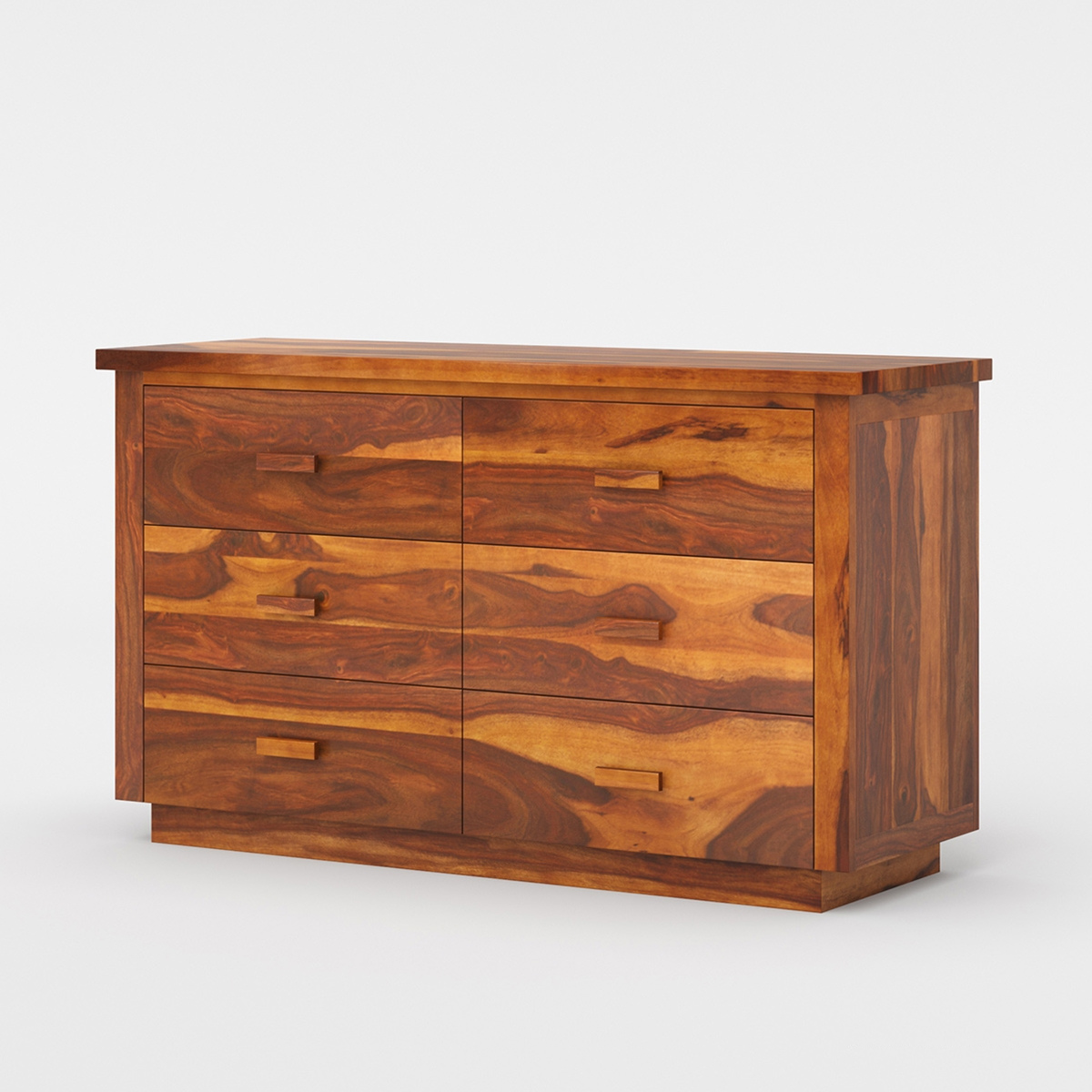 Solid Wood 6 Drawer Dresser | Rustic Wooden Chest of Drawers | Modern Bedroom Storage Cabinet | Handmade Furniture