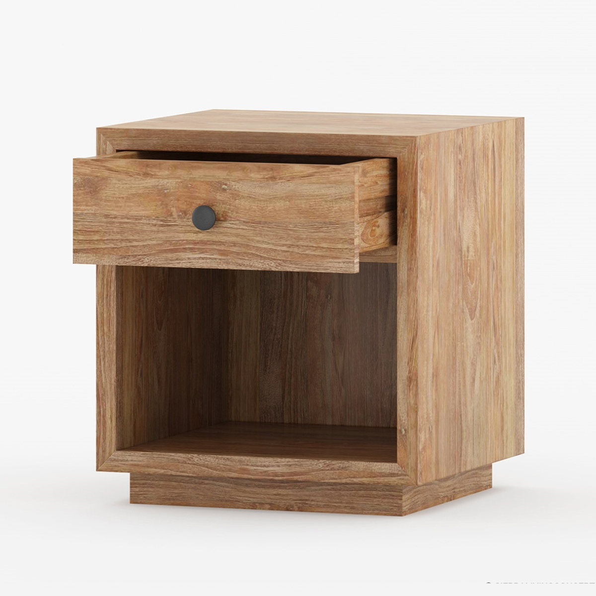Solid Wood Bedside Table with Drawer & Open Shelf | Modern Wooden Nightstand | Handmade Rustic Side Table | Bedroom Storage Furniture