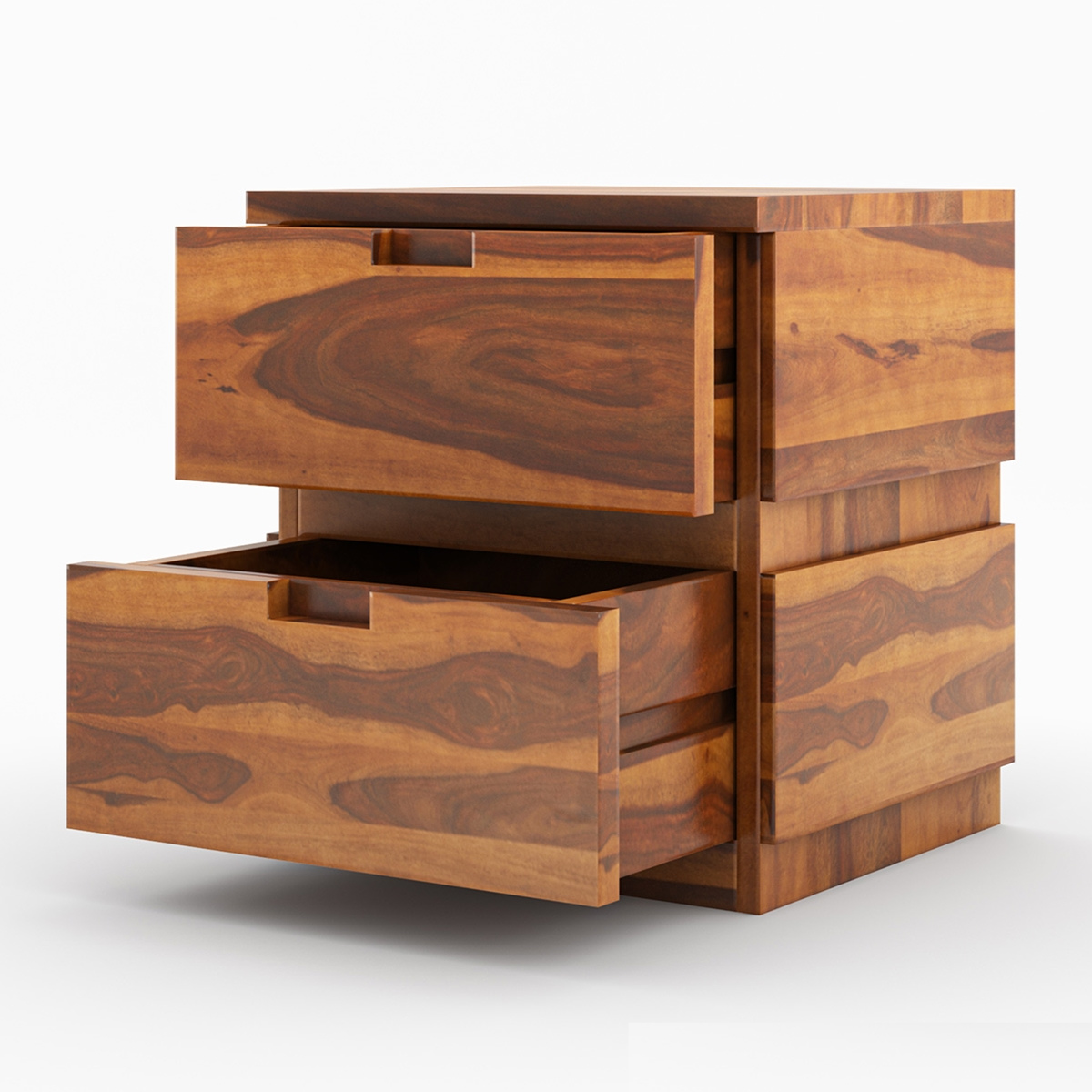 Modern Solid Wood Bedside Table with 2 Drawers | Handmade Wooden Nightstand | Minimalist Bed Side Cabinet | Bedroom Storage Furniture