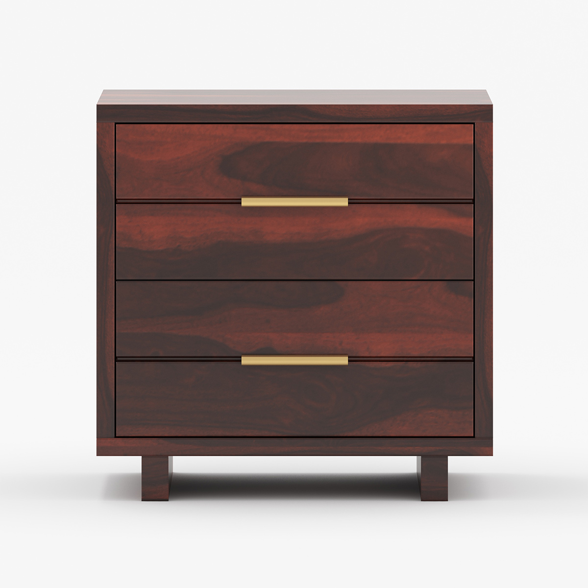 Luxury Solid Wood Bedside Table with 3 Drawers | Modern Dark Wood Nightstand | Minimalist Bedroom Side Table