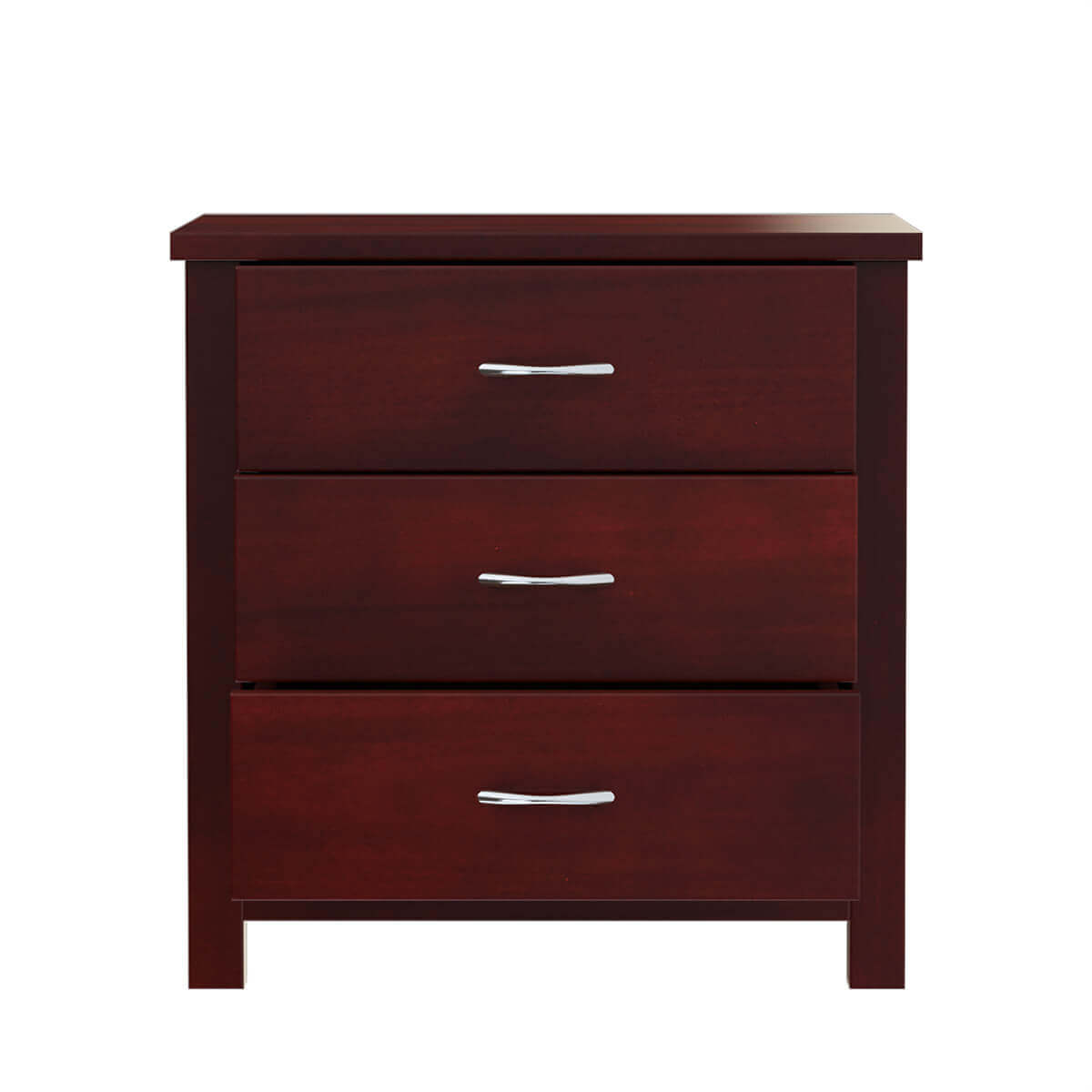 Solid Wood 3 Drawer Bedside Table | Modern Minimalist Nightstand | Wooden Bedroom Side Cabinet with Storage