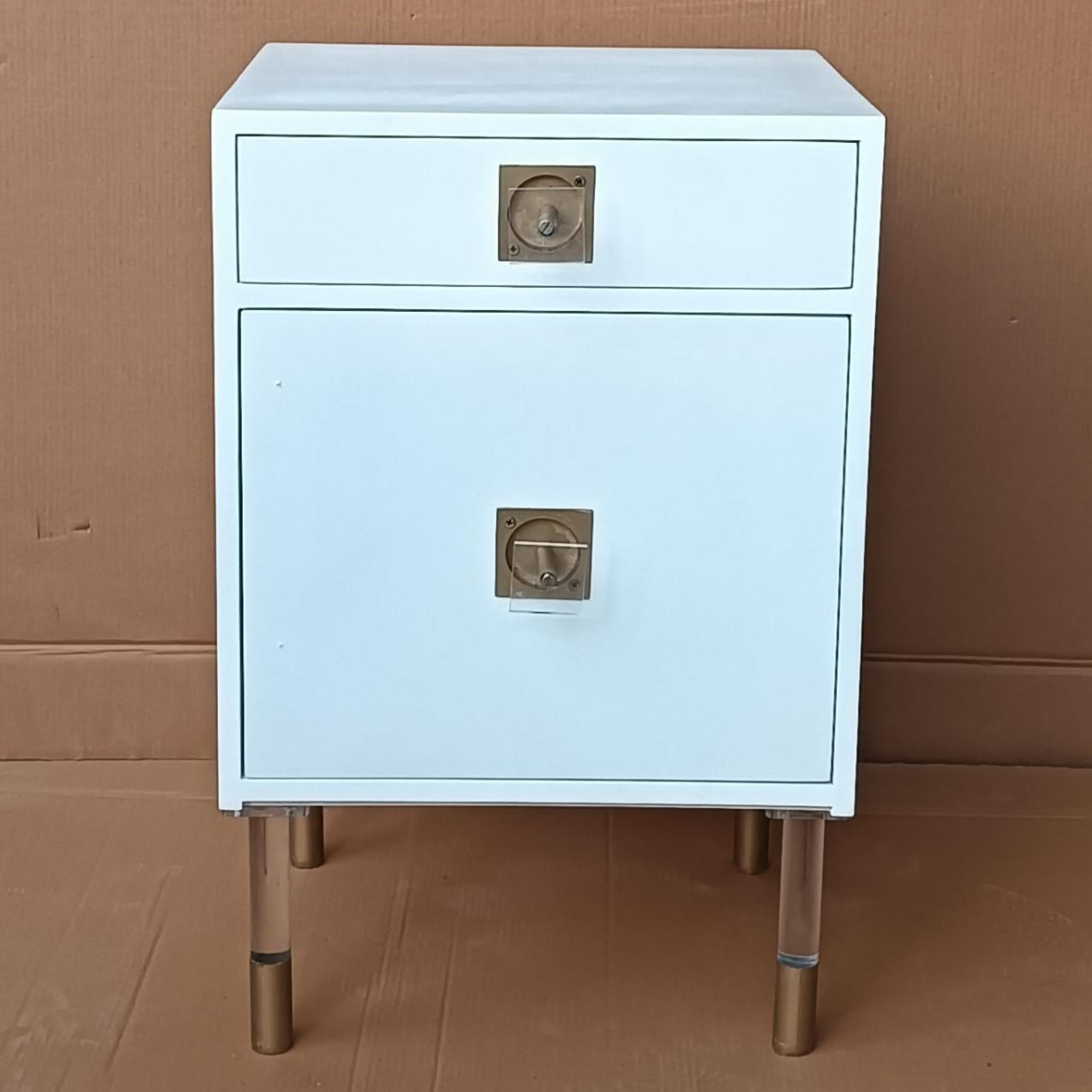 Modern Wooden Bedside Table with Drawer and Cabinet Door
