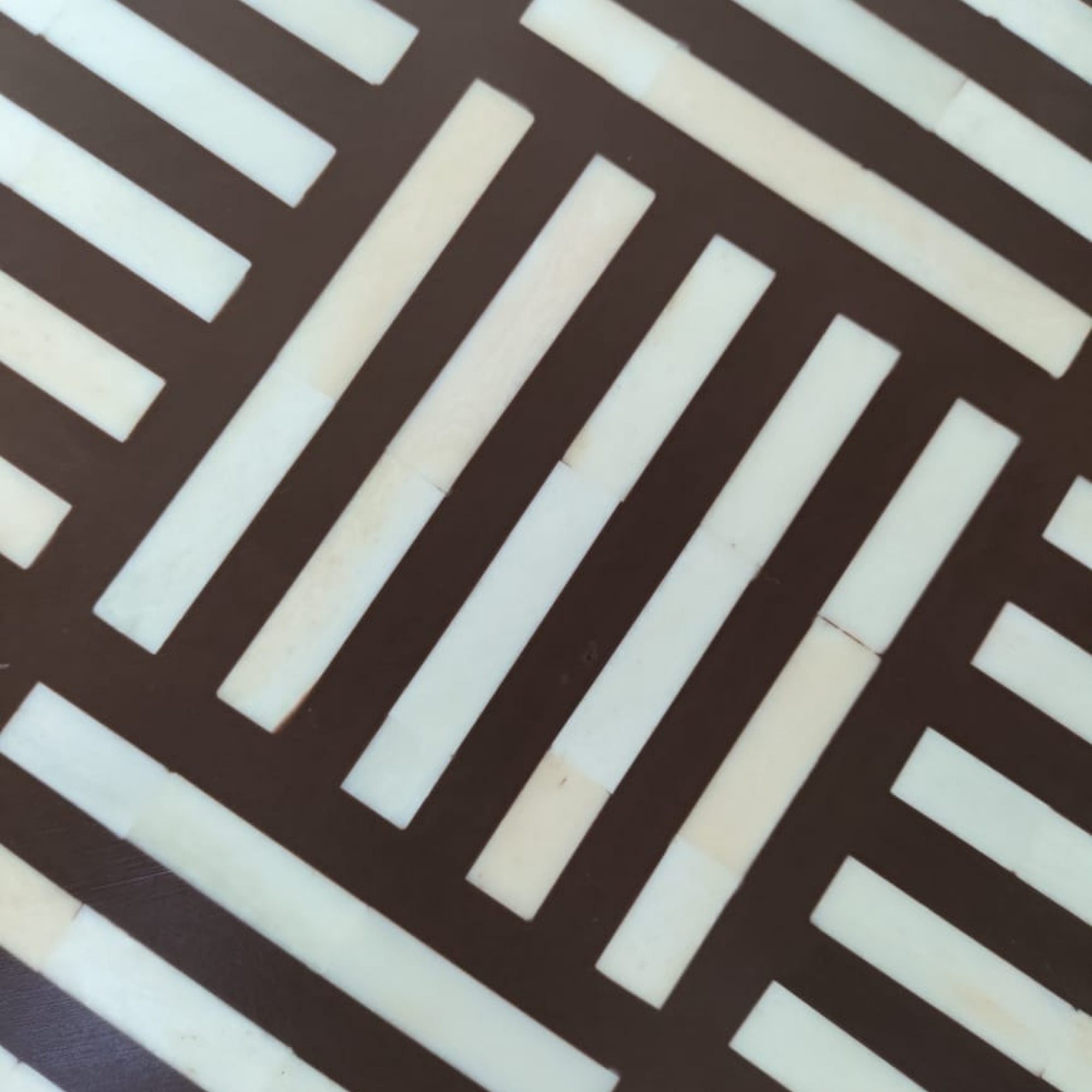 Black & White Geometric Bone Inlay Bedside Table | 3 Drawer Nightstand