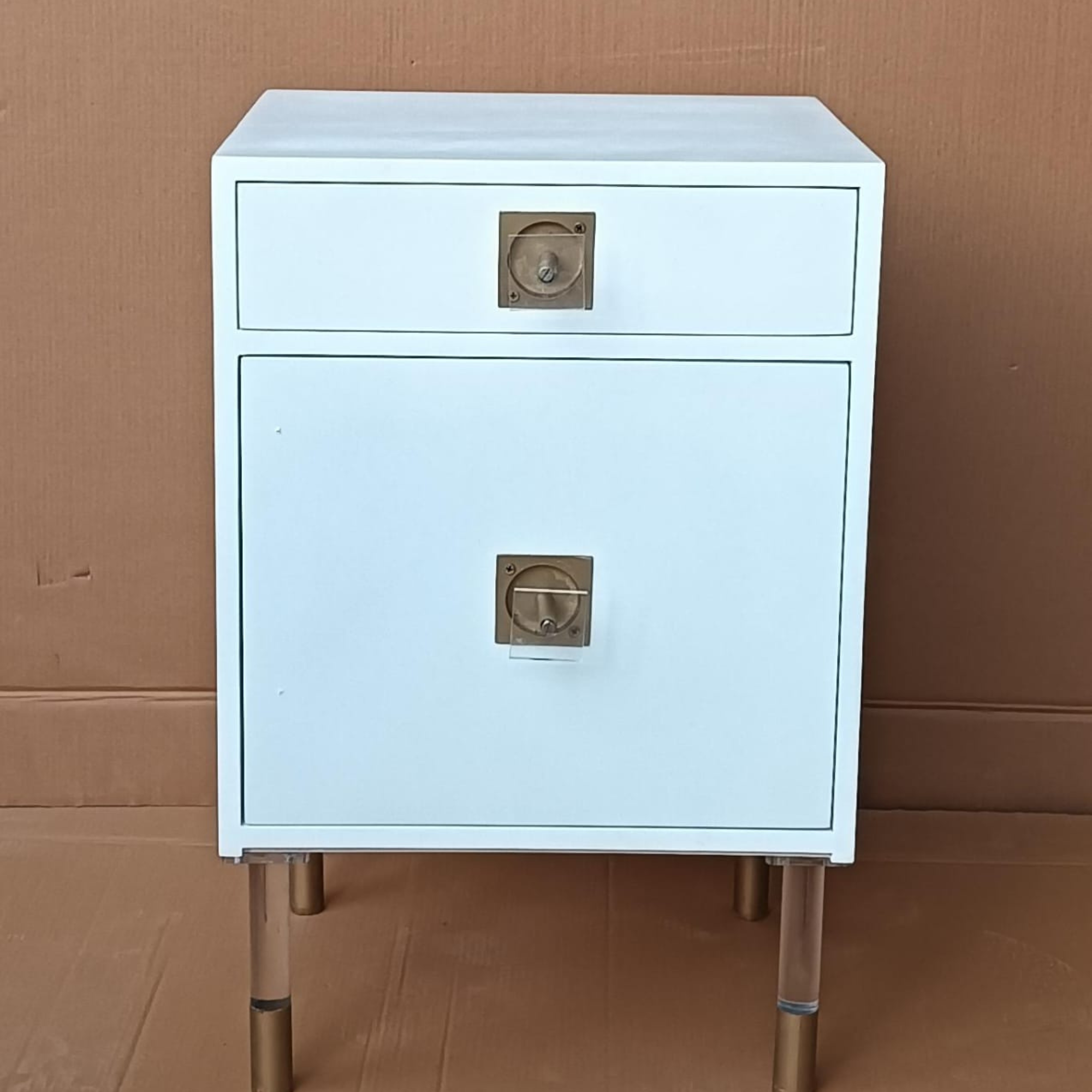Modern Wooden Bedside Table with Drawer and Cabinet Door