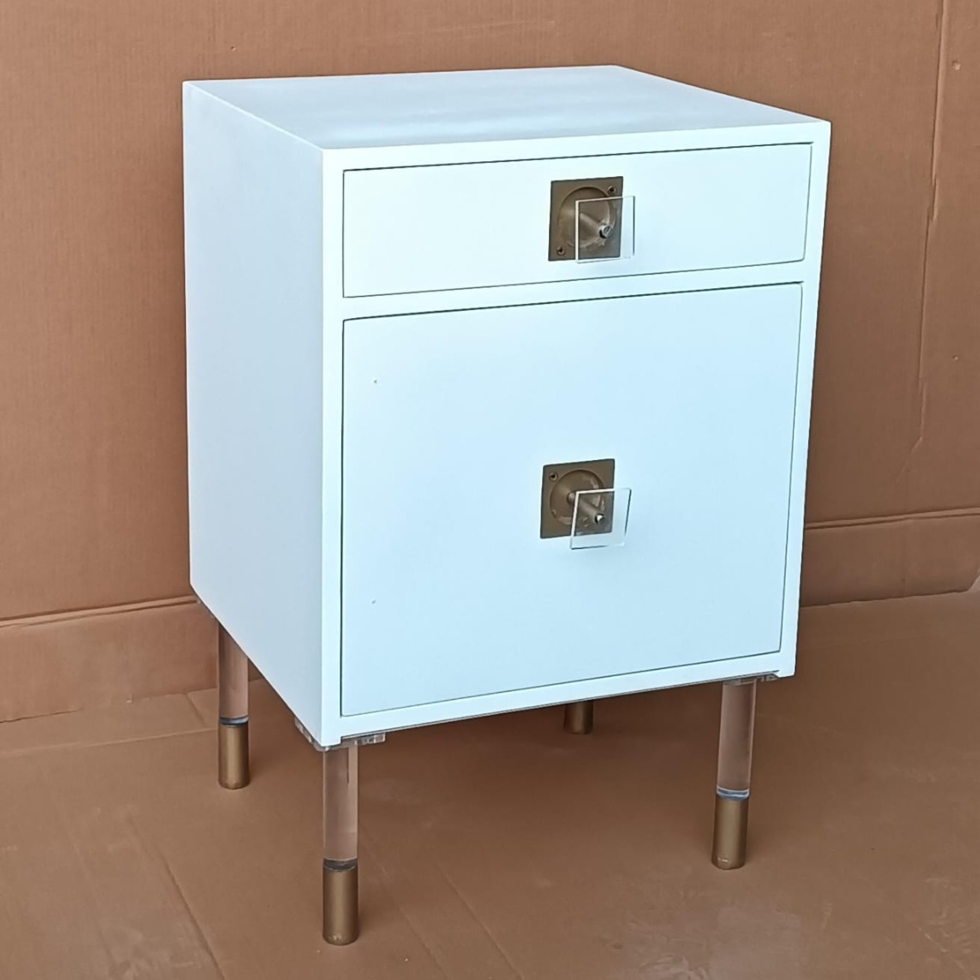 Modern Wooden Bedside Table with Drawer and Cabinet Door