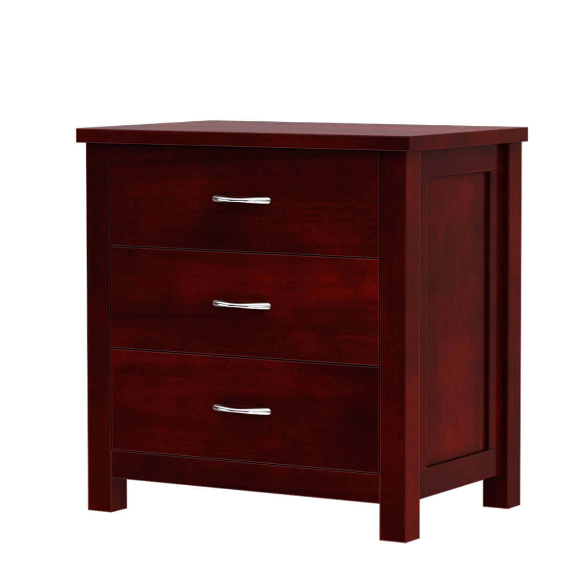 Solid Wood 3 Drawer Bedside Table | Modern Minimalist Nightstand | Wooden Bedroom Side Cabinet with Storage