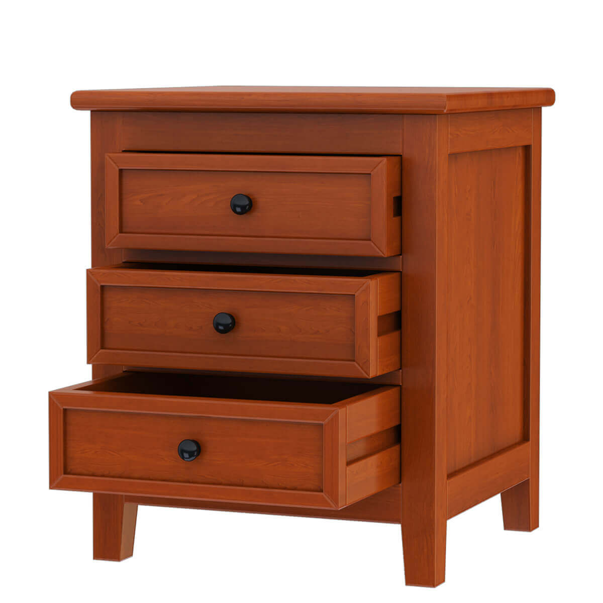 Luxury Solid Wood 3 Drawer Nightstand – Modern Wooden Bedside Table, Handmade Bedroom Side Cabinet, Rustic Storage Furniture