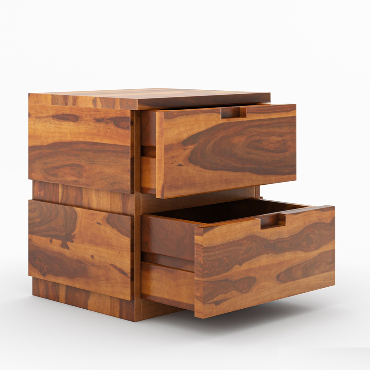 Modern Solid Wood Bedside Table with 2 Drawers | Handmade Wooden Nightstand | Minimalist Bed Side Cabinet | Bedroom Storage Furniture