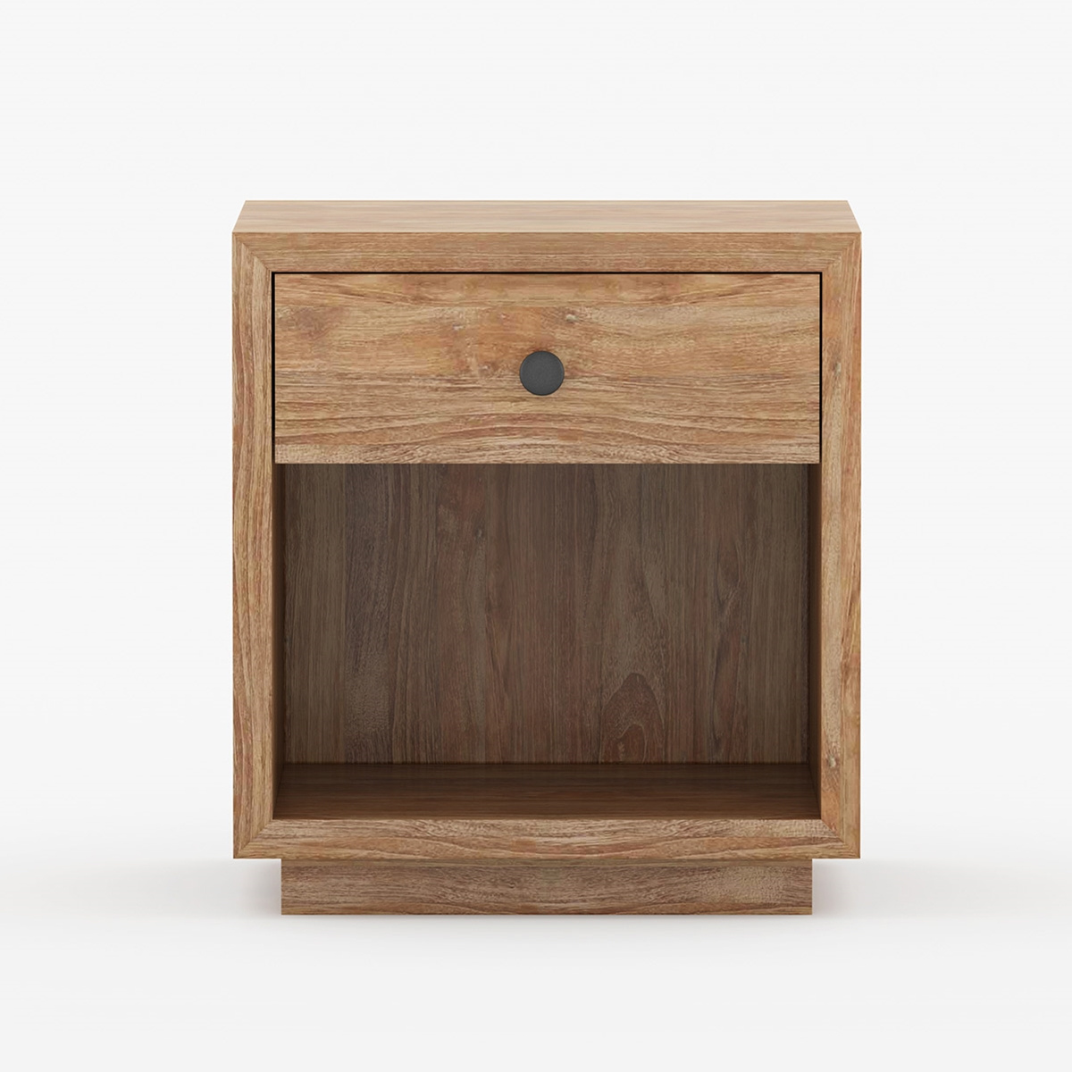 Solid Wood Bedside Table with Drawer & Open Shelf | Modern Wooden Nightstand | Handmade Rustic Side Table | Bedroom Storage Furniture