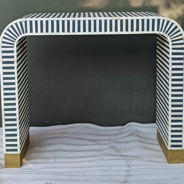 Black & White Striped Bone Inlay Console Table | Modern Arch Entryway Table