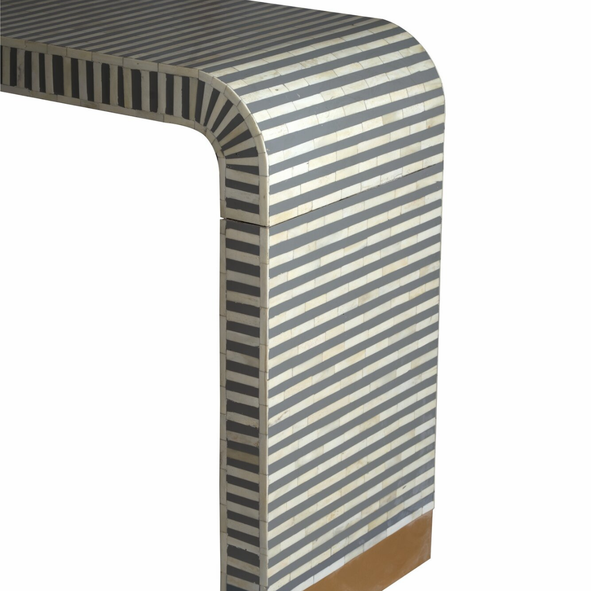 Handmade Grey Stripe Bone Inlay Console Table | Modern Entryway Console