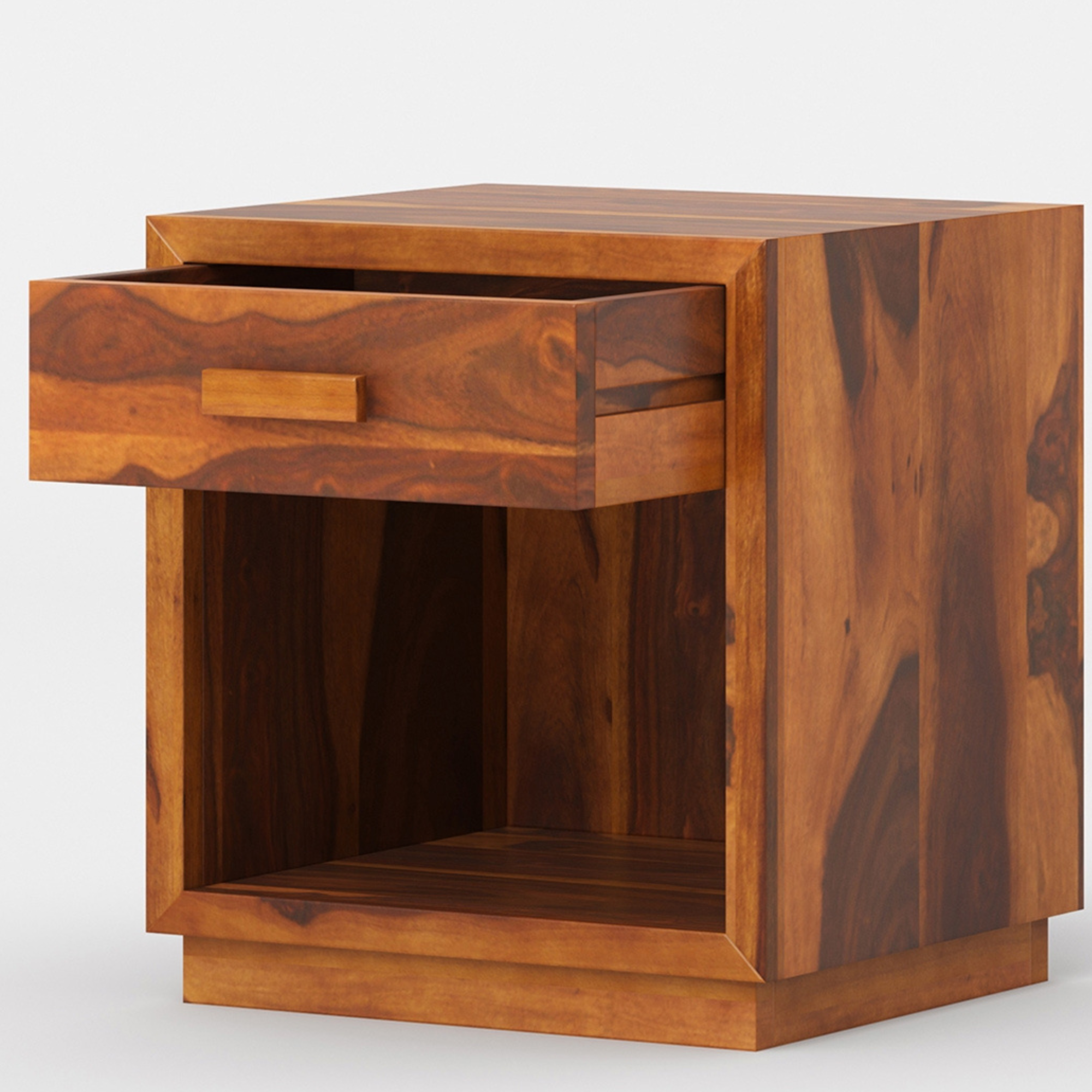 Handmade Solid Wood Bedside Table with Drawer & Open Shelf, Modern Nightstand, Minimalist Bedroom Furniture, Wooden Side Table