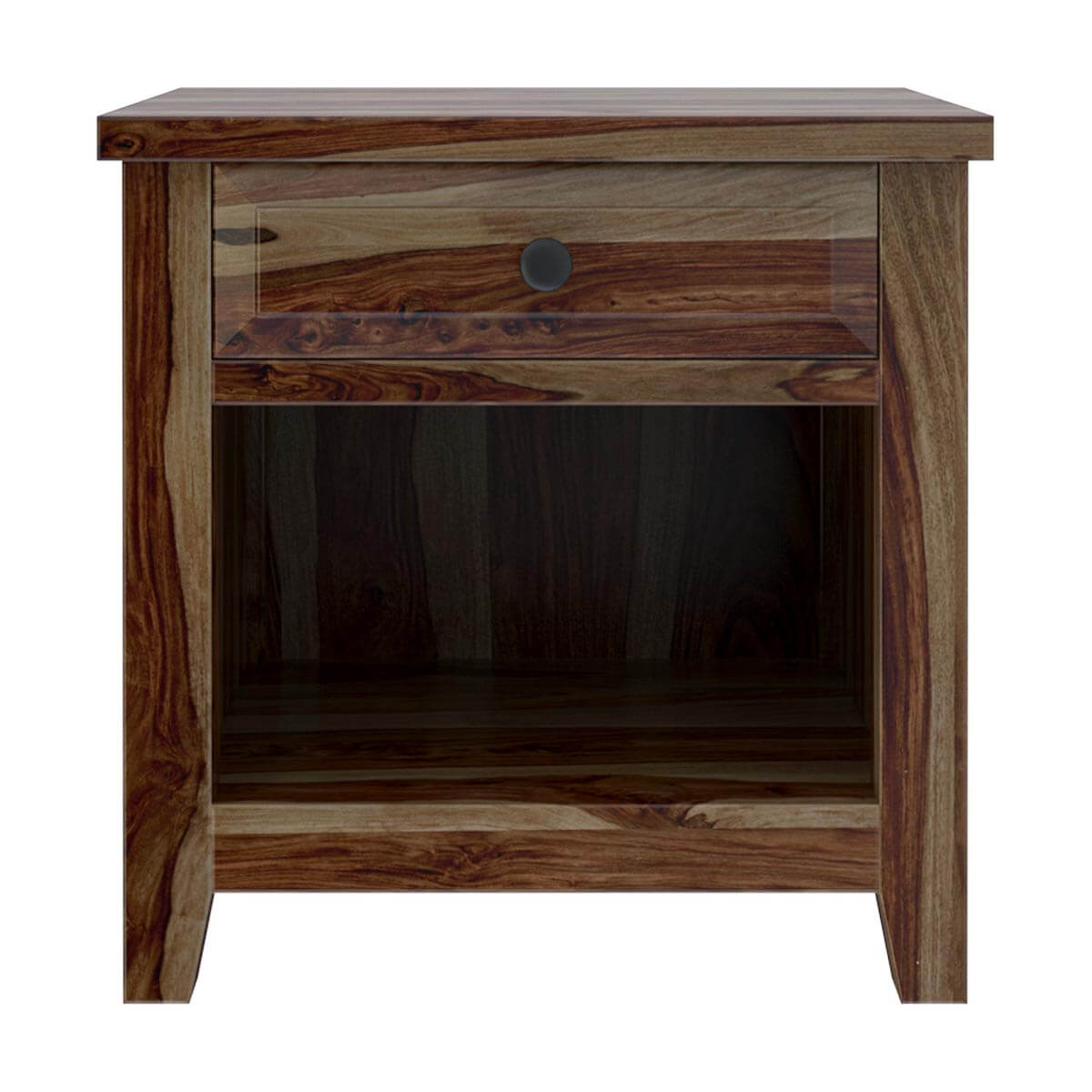 Solid Wood Bedside Table with Drawer & Open Shelf | Modern Rustic Nightstand | Wooden Bedroom Side Table