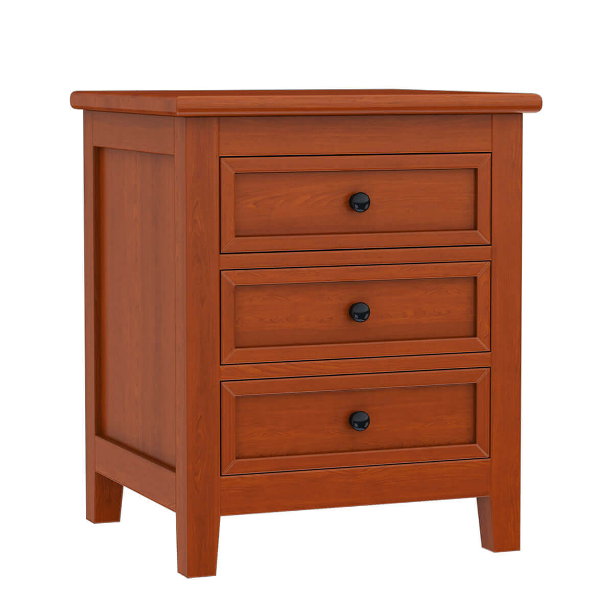 Luxury Solid Wood 3 Drawer Nightstand – Modern Wooden Bedside Table, Handmade Bedroom Side Cabinet, Rustic Storage Furniture